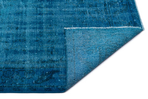 Turquoise  Over Dyed Vintage Rug 5'2'' x 8'4'' ft 157 x 254 cm