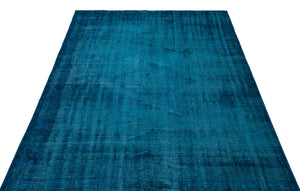 Turquoise  Over Dyed Vintage Rug 5'2'' x 8'4'' ft 157 x 254 cm