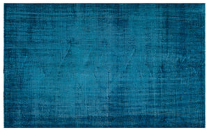 Turquoise  Over Dyed Vintage Rug 5'2'' x 8'4'' ft 157 x 254 cm