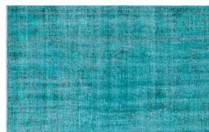 Turquoise  Over Dyed Vintage Rug 5'7'' x 8'8'' ft 170 x 265 cm