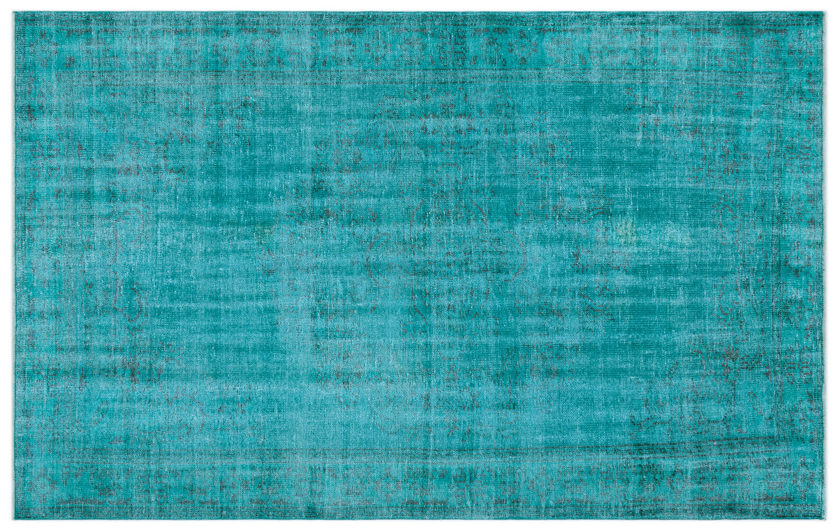 Turquoise  Over Dyed Vintage Rug 5&#39;7&#39;&#39; x 8&#39;8&#39;&#39; ft 170 x 265 cm