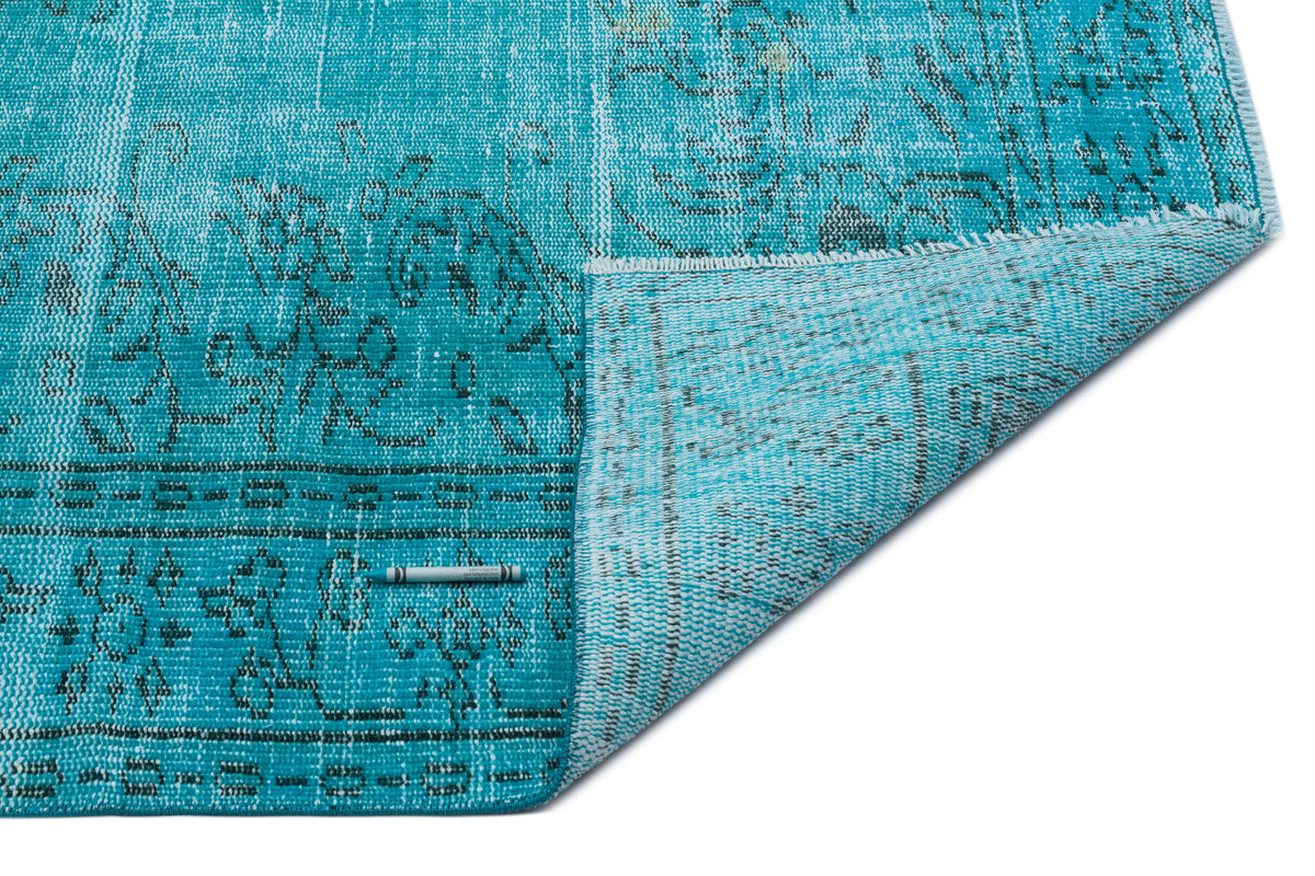 Turquoise  Over Dyed Vintage Rug 6&#39;1&#39;&#39; x 9&#39;1&#39;&#39; ft 185 x 278 cm