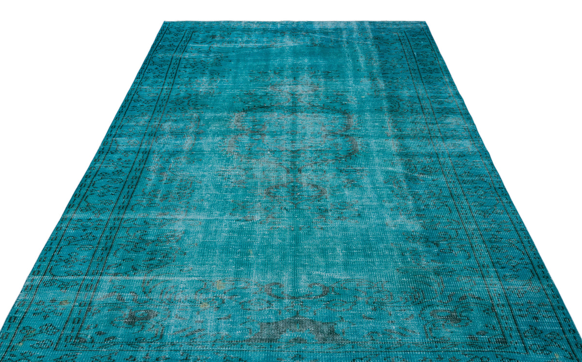 Turquoise  Over Dyed Vintage Rug 6&#39;1&#39;&#39; x 9&#39;1&#39;&#39; ft 185 x 278 cm