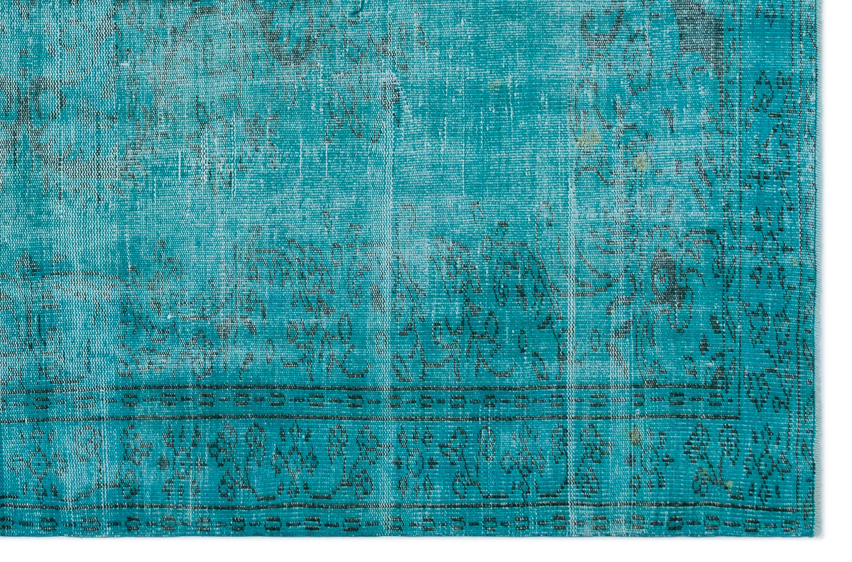 Turquoise  Over Dyed Vintage Rug 6&#39;1&#39;&#39; x 9&#39;1&#39;&#39; ft 185 x 278 cm