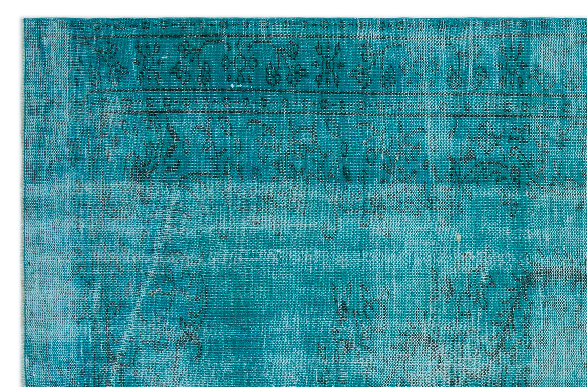 Turquoise  Over Dyed Vintage Rug 6&#39;1&#39;&#39; x 9&#39;1&#39;&#39; ft 185 x 278 cm