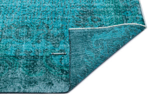Turquoise  Over Dyed Vintage Rug 5'7'' x 8'7'' ft 169 x 261 cm