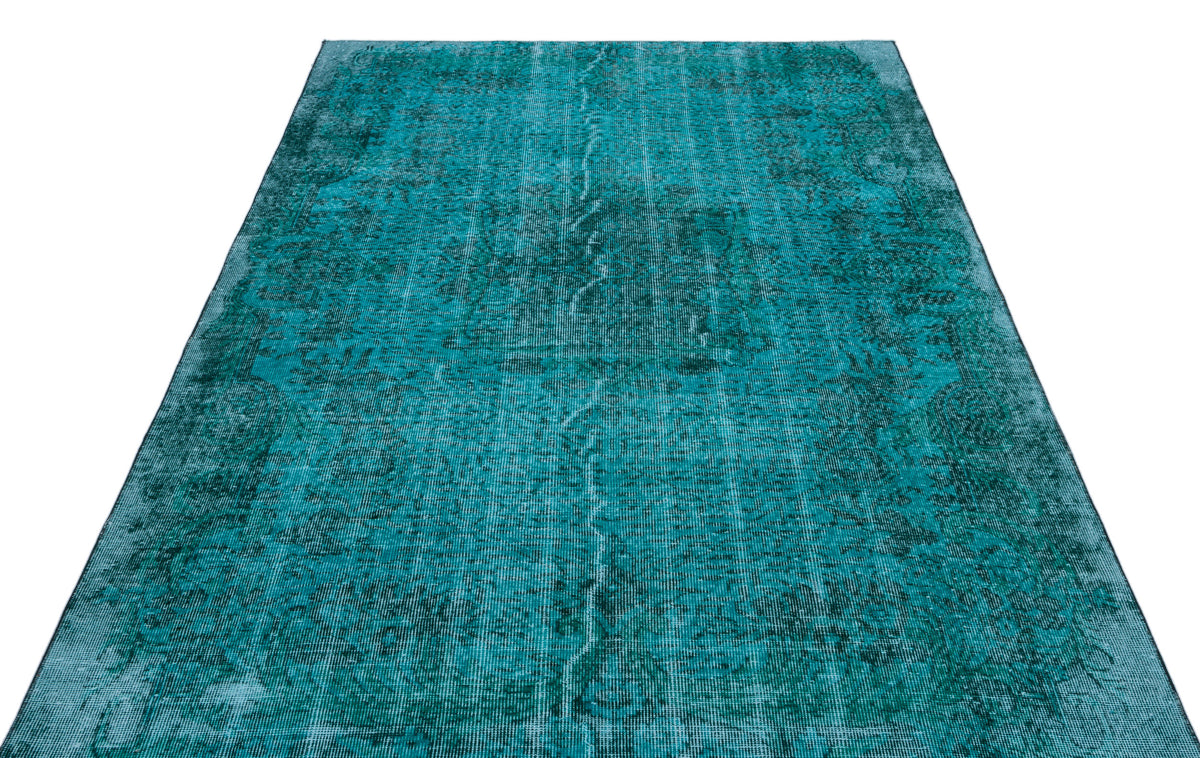 Turquoise  Over Dyed Vintage Rug 5&#39;7&#39;&#39; x 8&#39;7&#39;&#39; ft 169 x 261 cm