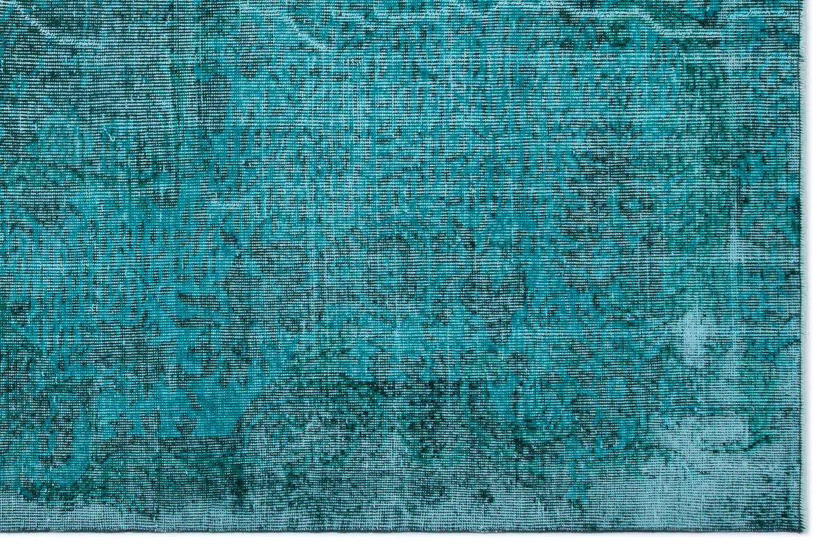 Turquoise  Over Dyed Vintage Rug 5&#39;7&#39;&#39; x 8&#39;7&#39;&#39; ft 169 x 261 cm