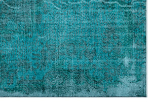 Turquoise  Over Dyed Vintage Rug 5'7'' x 8'7'' ft 169 x 261 cm