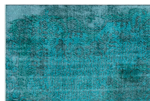 Turquoise  Over Dyed Vintage Rug 5'7'' x 8'7'' ft 169 x 261 cm
