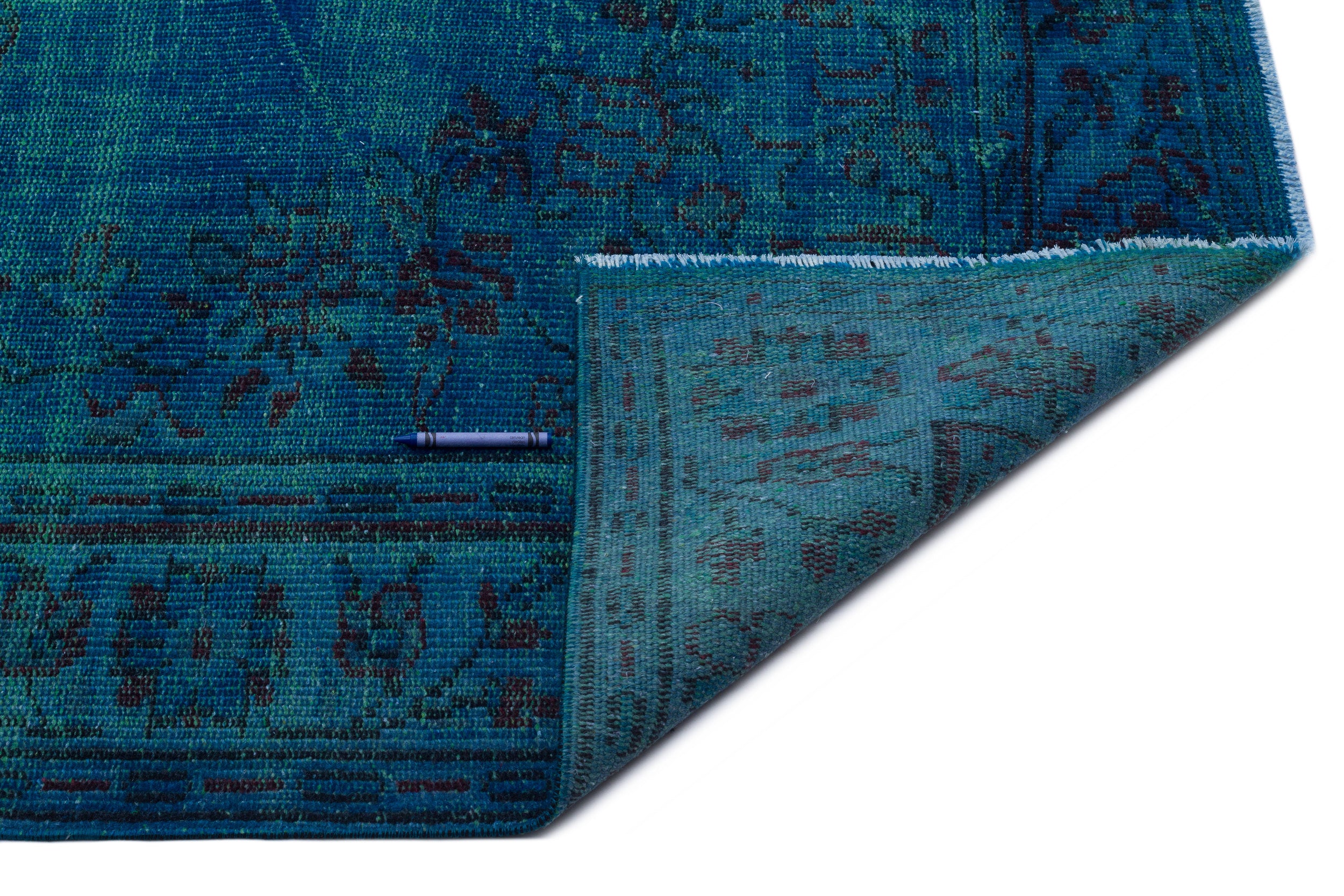 Turquoise  Over Dyed Vintage Rug 6'1'' x 10'3'' ft 185 x 313 cm