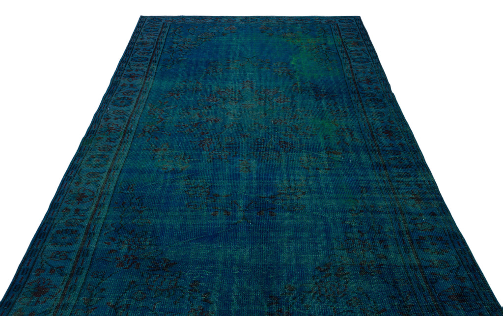 Turquoise  Over Dyed Vintage Rug 6'1'' x 10'3'' ft 185 x 313 cm