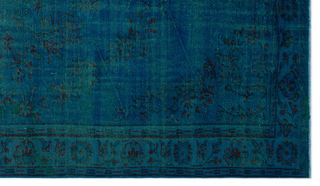 Turquoise  Over Dyed Vintage Rug 6'1'' x 10'3'' ft 185 x 313 cm