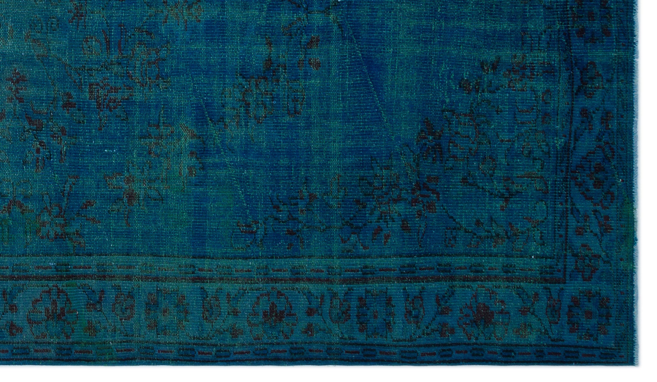 Turquoise  Over Dyed Vintage Rug 6'1'' x 10'3'' ft 185 x 313 cm
