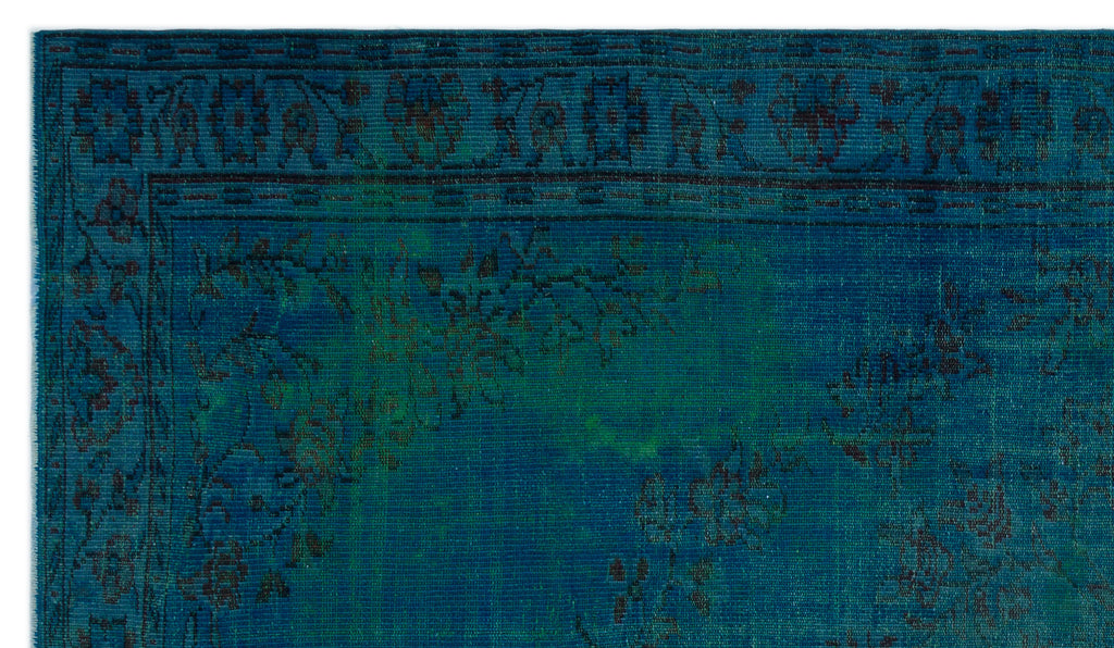 Turquoise  Over Dyed Vintage Rug 6'1'' x 10'3'' ft 185 x 313 cm