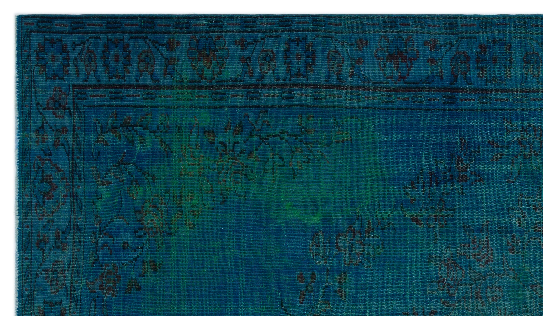Turquoise  Over Dyed Vintage Rug 6'1'' x 10'3'' ft 185 x 313 cm
