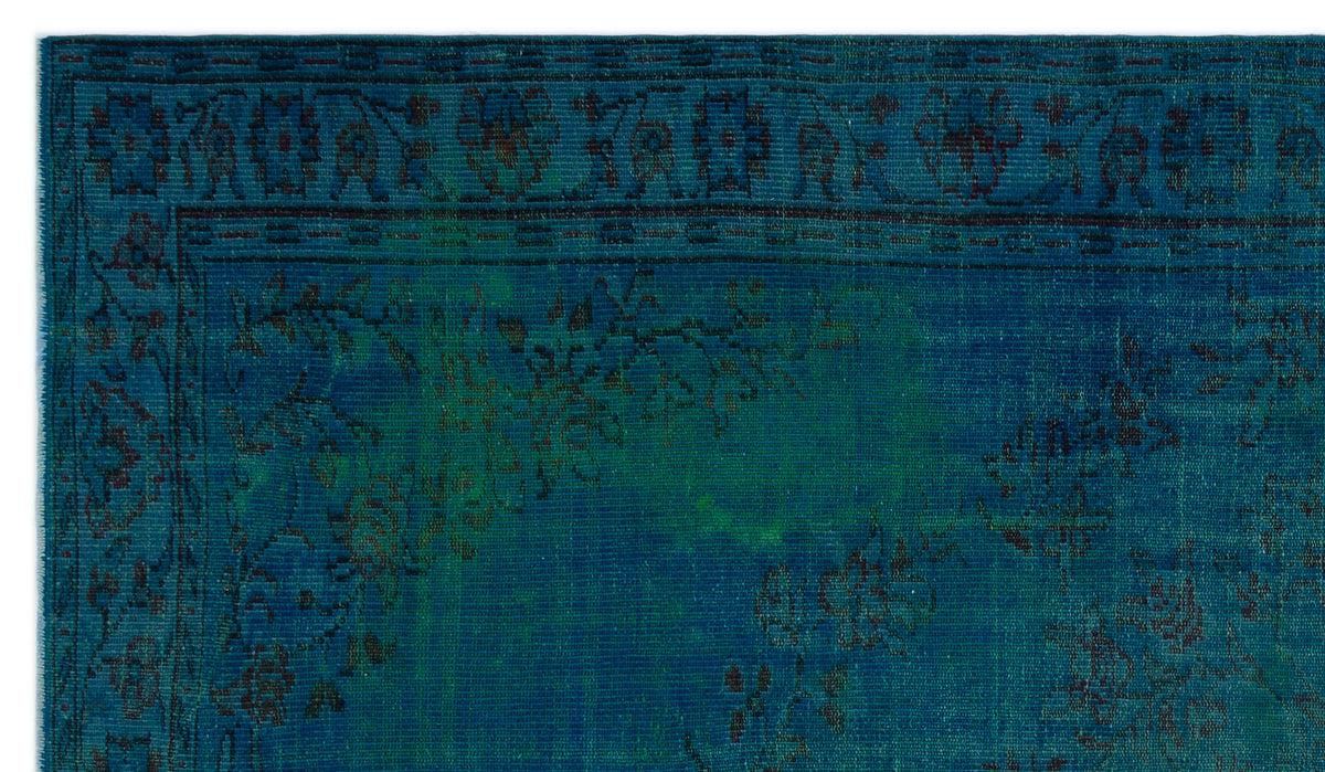 Turquoise  Over Dyed Vintage Rug 6&#39;1&#39;&#39; x 10&#39;3&#39;&#39; ft 185 x 313 cm
