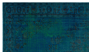 Turquoise  Over Dyed Vintage Rug 6'1'' x 10'3'' ft 185 x 313 cm