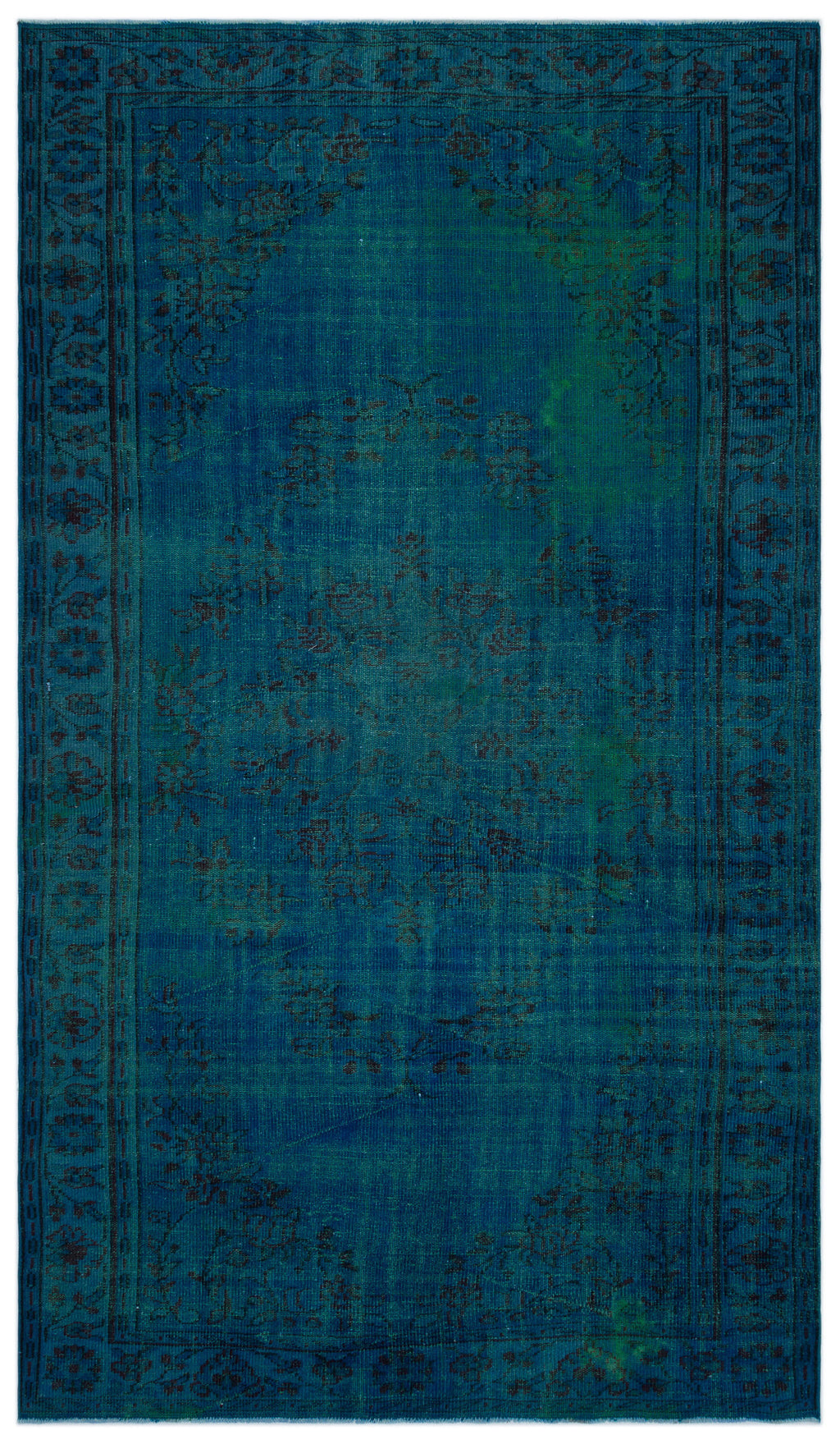 Turquoise  Over Dyed Vintage Rug 6'1'' x 10'3'' ft 185 x 313 cm
