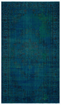 Turquoise  Over Dyed Vintage Rug 6'1'' x 10'3'' ft 185 x 313 cm