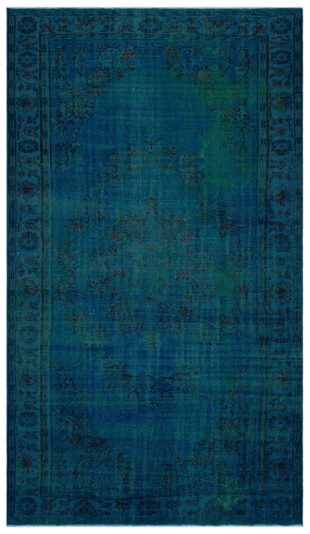 Turquoise  Over Dyed Vintage Rug 6&#39;1&#39;&#39; x 10&#39;3&#39;&#39; ft 185 x 313 cm