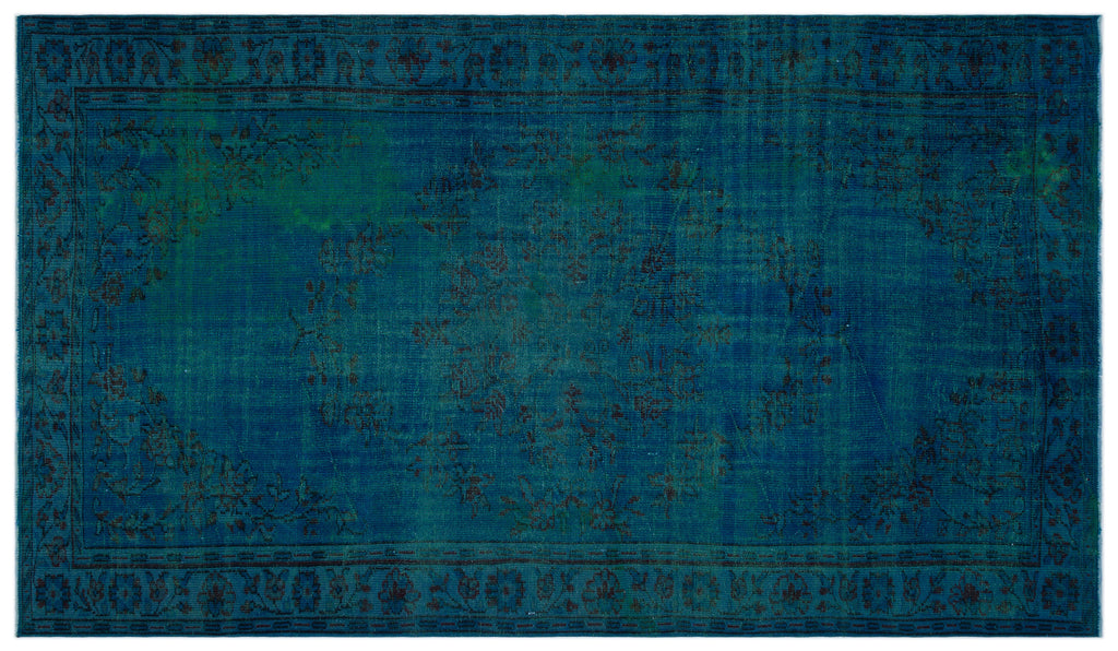 Turquoise  Over Dyed Vintage Rug 6'1'' x 10'3'' ft 185 x 313 cm