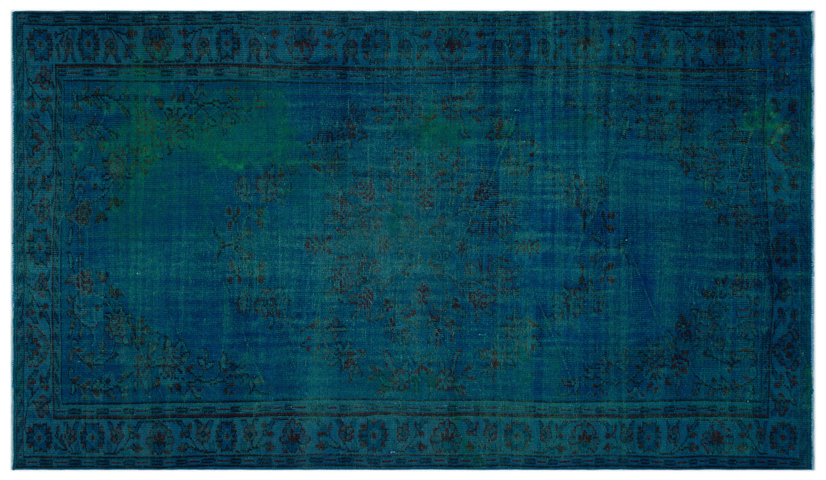 Turquoise  Over Dyed Vintage Rug 6&#39;1&#39;&#39; x 10&#39;3&#39;&#39; ft 185 x 313 cm