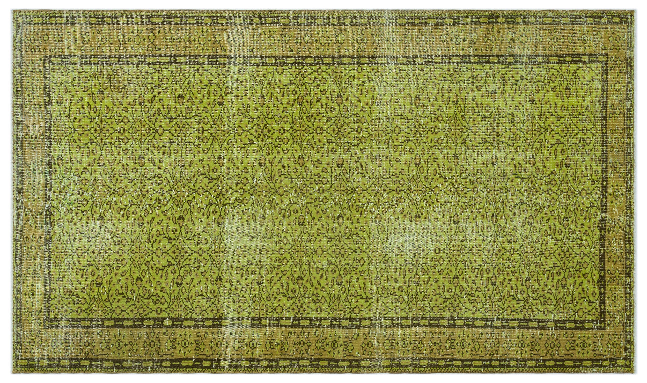 Green Over Dyed Vintage Rug 5'4'' x 9'1'' ft 163 x 278 cm