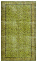 Green Over Dyed Vintage Rug 5'4'' x 9'1'' ft 163 x 278 cm