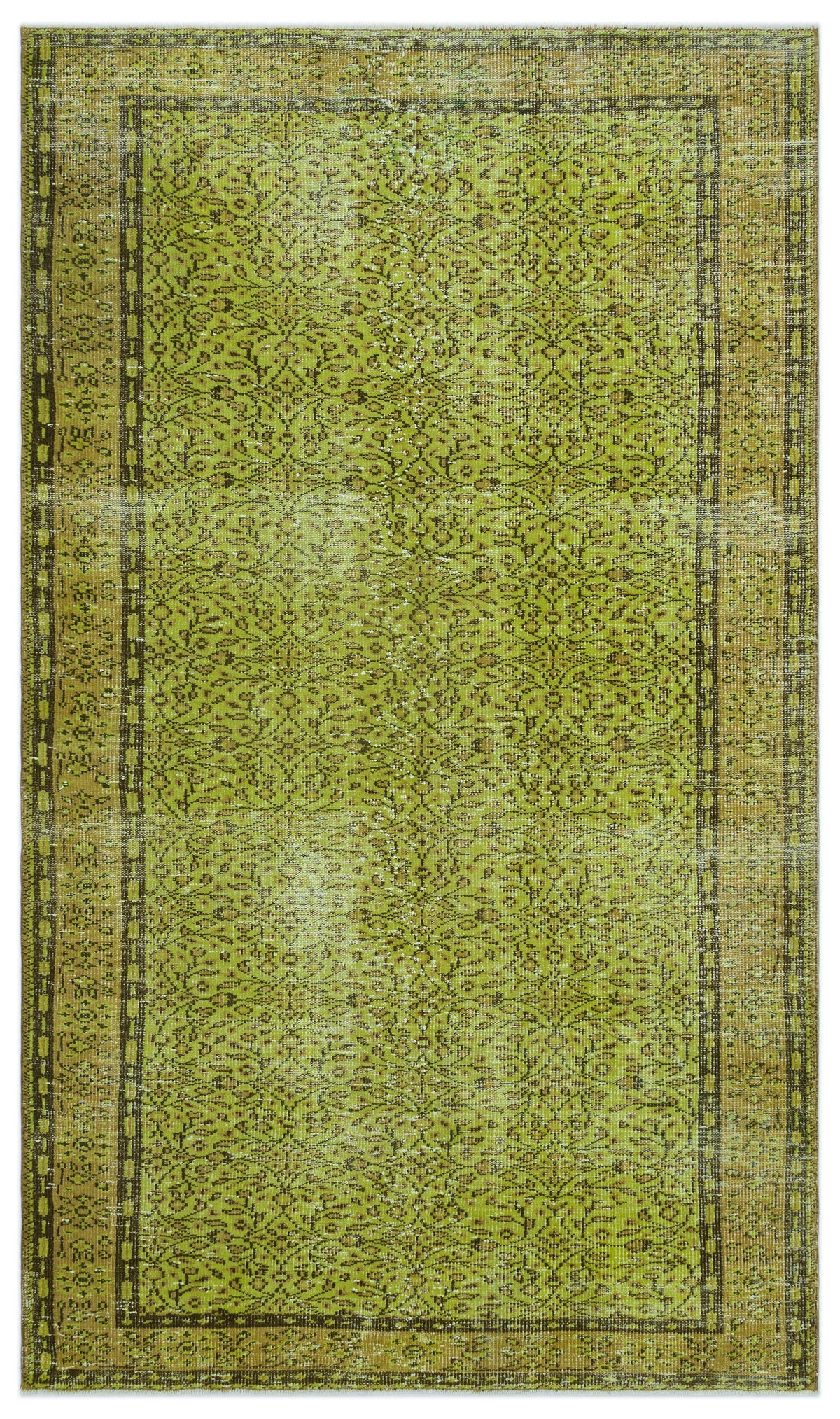 Green Over Dyed Vintage Rug 5&#39;4&#39;&#39; x 9&#39;1&#39;&#39; ft 163 x 278 cm