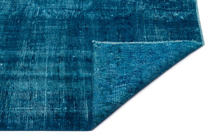 Turquoise  Over Dyed Vintage Rug 4'10'' x 8'0'' ft 147 x 245 cm