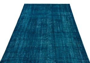 Turquoise  Over Dyed Vintage Rug 4'10'' x 8'0'' ft 147 x 245 cm