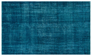 Turquoise  Over Dyed Vintage Rug 4'10'' x 8'0'' ft 147 x 245 cm