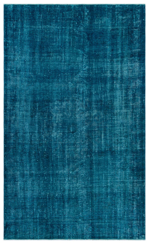 Turquoise  Over Dyed Vintage Rug 4'10'' x 8'0'' ft 147 x 245 cm