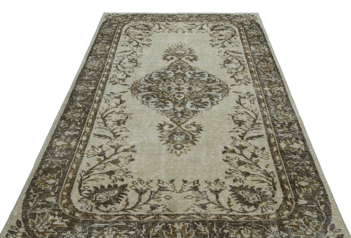 Beige Over Dyed Vintage Rug 5&#39;4&#39;&#39; x 9&#39;1&#39;&#39; ft 163 x 277 cm