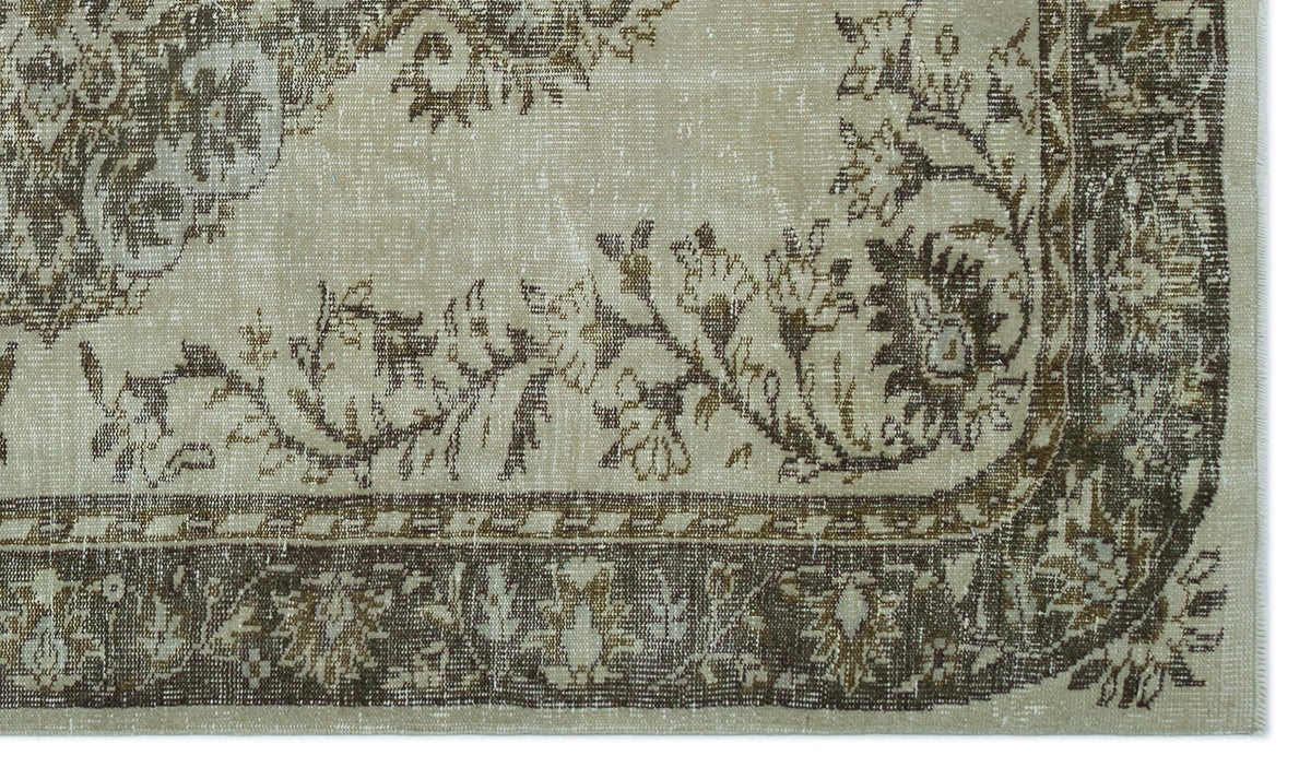 Beige Over Dyed Vintage Rug 5&#39;4&#39;&#39; x 9&#39;1&#39;&#39; ft 163 x 277 cm