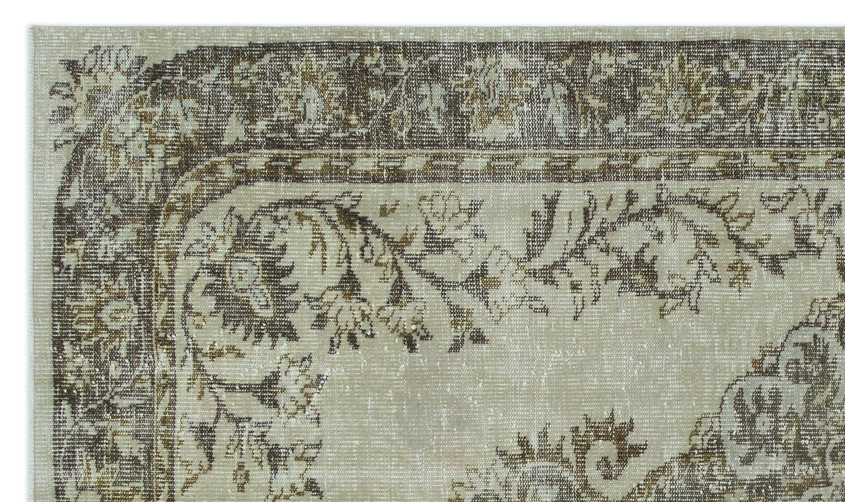Beige Over Dyed Vintage Rug 5&#39;4&#39;&#39; x 9&#39;1&#39;&#39; ft 163 x 277 cm
