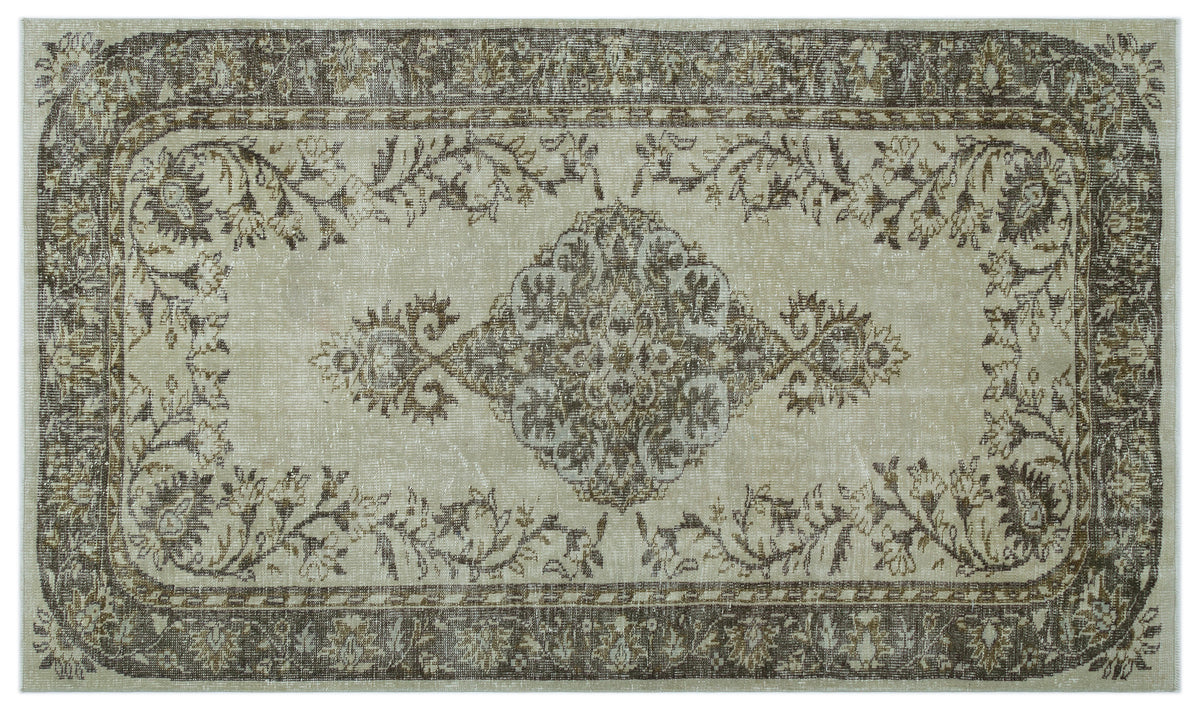 Beige Over Dyed Vintage Rug 5&#39;4&#39;&#39; x 9&#39;1&#39;&#39; ft 163 x 277 cm