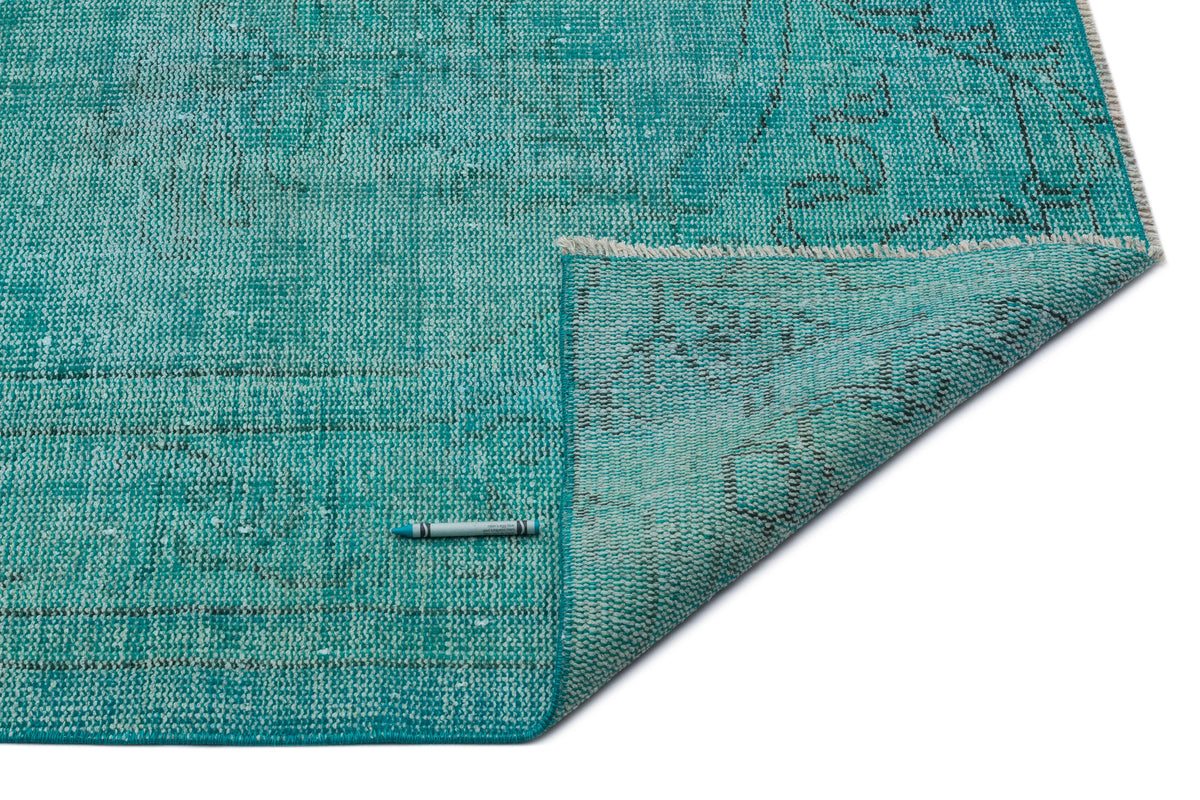 Turquoise  Over Dyed Vintage Rug 5&#39;8&#39;&#39; x 8&#39;0&#39;&#39; ft 172 x 244 cm