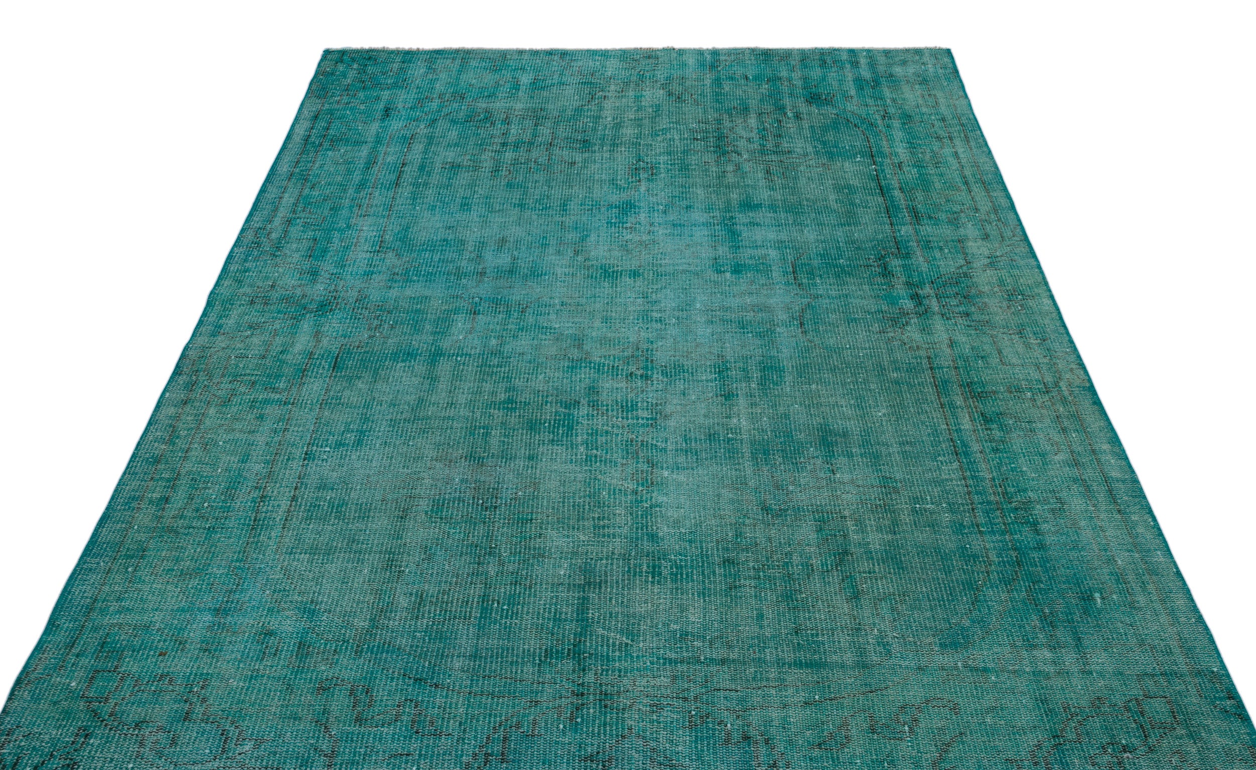 Turquoise  Over Dyed Vintage Rug 5'8'' x 8'0'' ft 172 x 244 cm