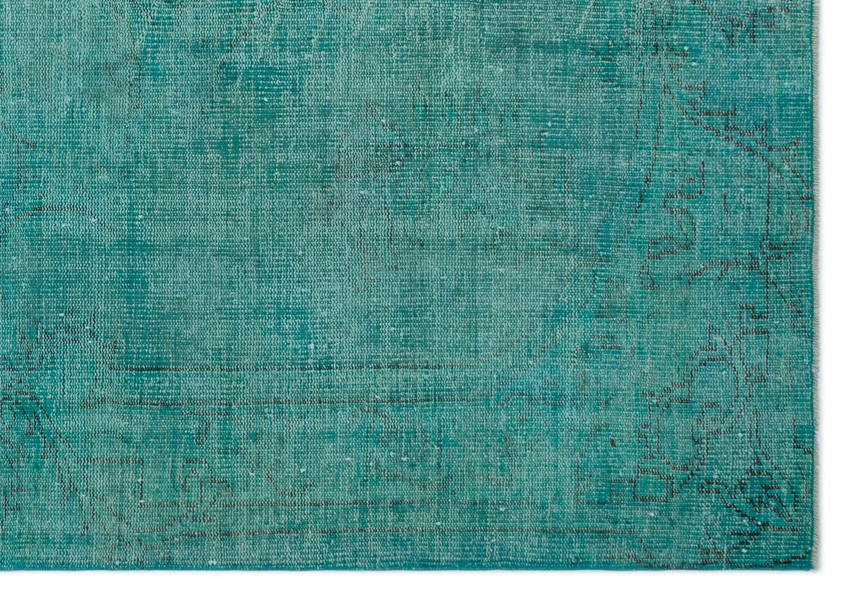Turquoise  Over Dyed Vintage Rug 5&#39;8&#39;&#39; x 8&#39;0&#39;&#39; ft 172 x 244 cm