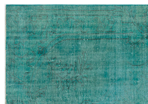 Turquoise  Over Dyed Vintage Rug 5'8'' x 8'0'' ft 172 x 244 cm