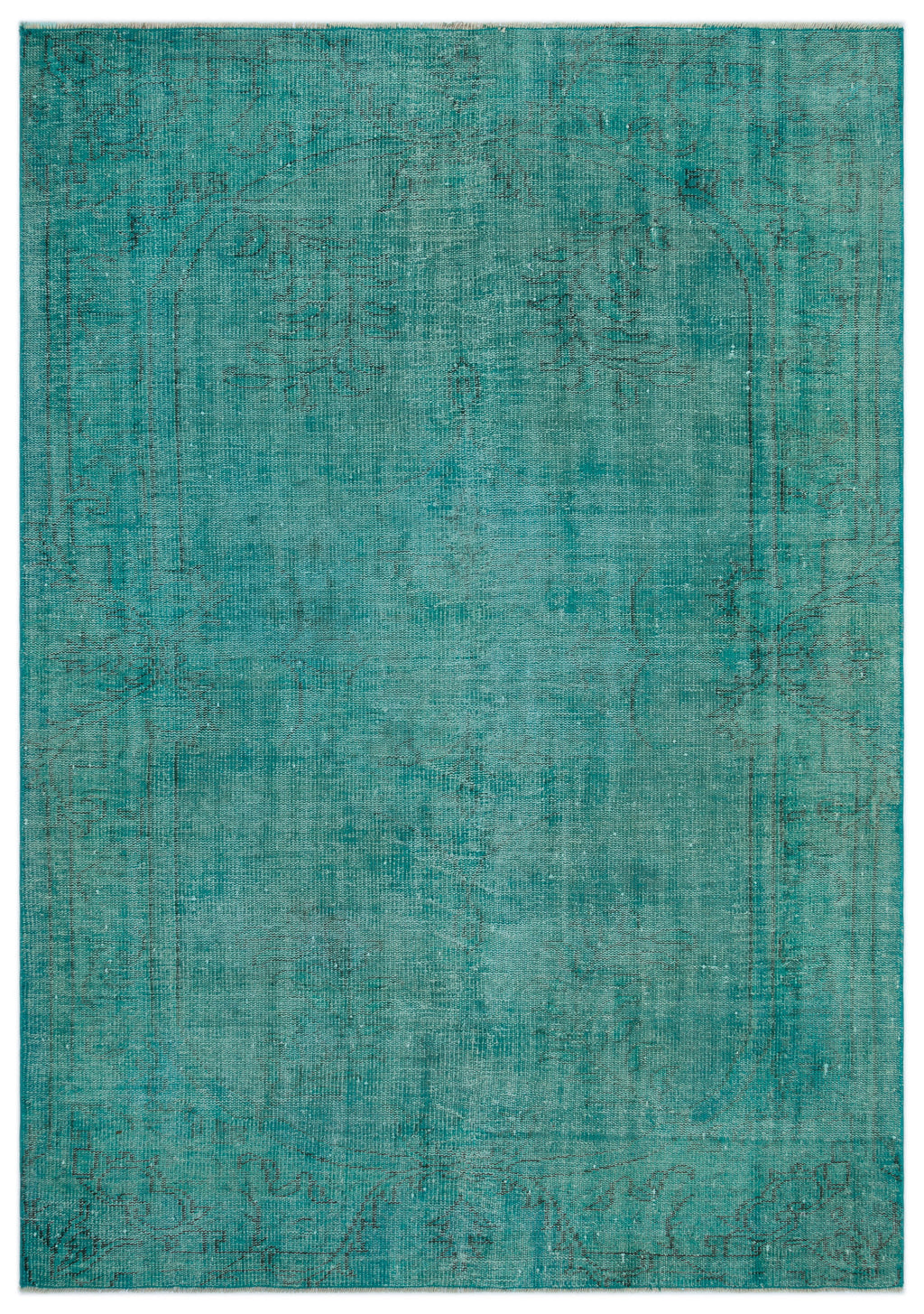 Turquoise  Over Dyed Vintage Rug 5'8'' x 8'0'' ft 172 x 244 cm