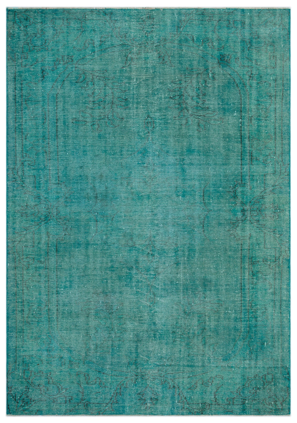 Turquoise  Over Dyed Vintage Rug 5&#39;8&#39;&#39; x 8&#39;0&#39;&#39; ft 172 x 244 cm
