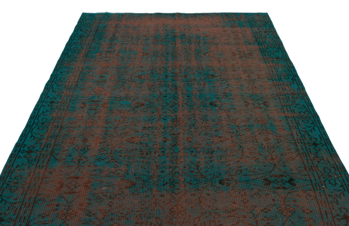 Turquoise  Over Dyed Vintage Rug 6&#39;2&#39;&#39; x 9&#39;5&#39;&#39; ft 188 x 288 cm