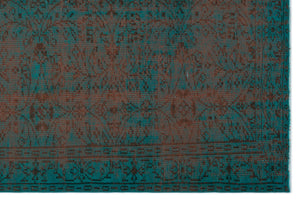 Turquoise  Over Dyed Vintage Rug 6'2'' x 9'5'' ft 188 x 288 cm