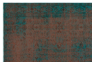 Turquoise  Over Dyed Vintage Rug 6'2'' x 9'5'' ft 188 x 288 cm