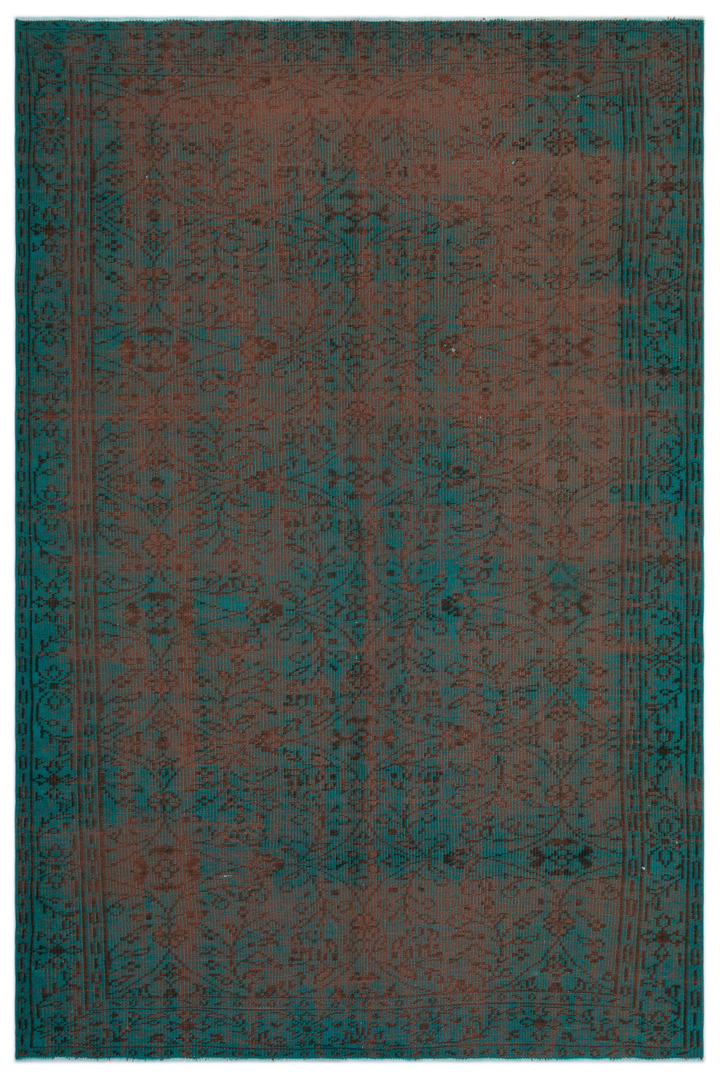 Turquoise  Over Dyed Vintage Rug 6'2'' x 9'5'' ft 188 x 288 cm