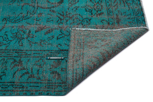 Turquoise  Over Dyed Vintage Rug 5'10'' x 9'9'' ft 178 x 296 cm