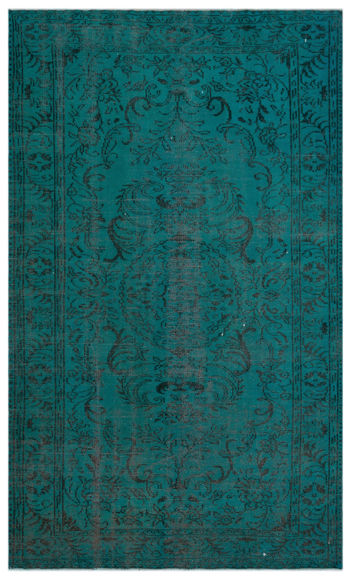 Turquoise  Over Dyed Vintage Rug 5&#39;10&#39;&#39; x 9&#39;9&#39;&#39; ft 178 x 296 cm